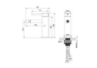 Смеситель для биде Wonzon & Woghand Stick WW-88339017-CR хром